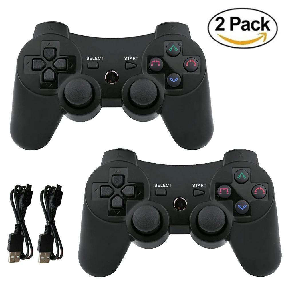 Black 2pcs K ISHAKO для PS3 эргономичный геймпад беспроводной Bluetooth контроллер для sony playstation 3 контроллер джойстик игровой коврик пульт дистанционного управления - Цвет: Black 2pcs
