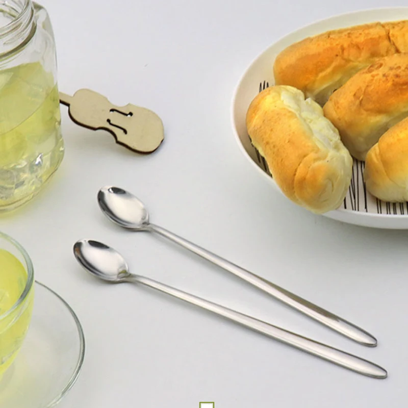 Ложки с длинной ручкой, Нержавеющая сталь чайная, кофейная ложка коктейльное мороженого ложки столовый набор для кухни аксессуары