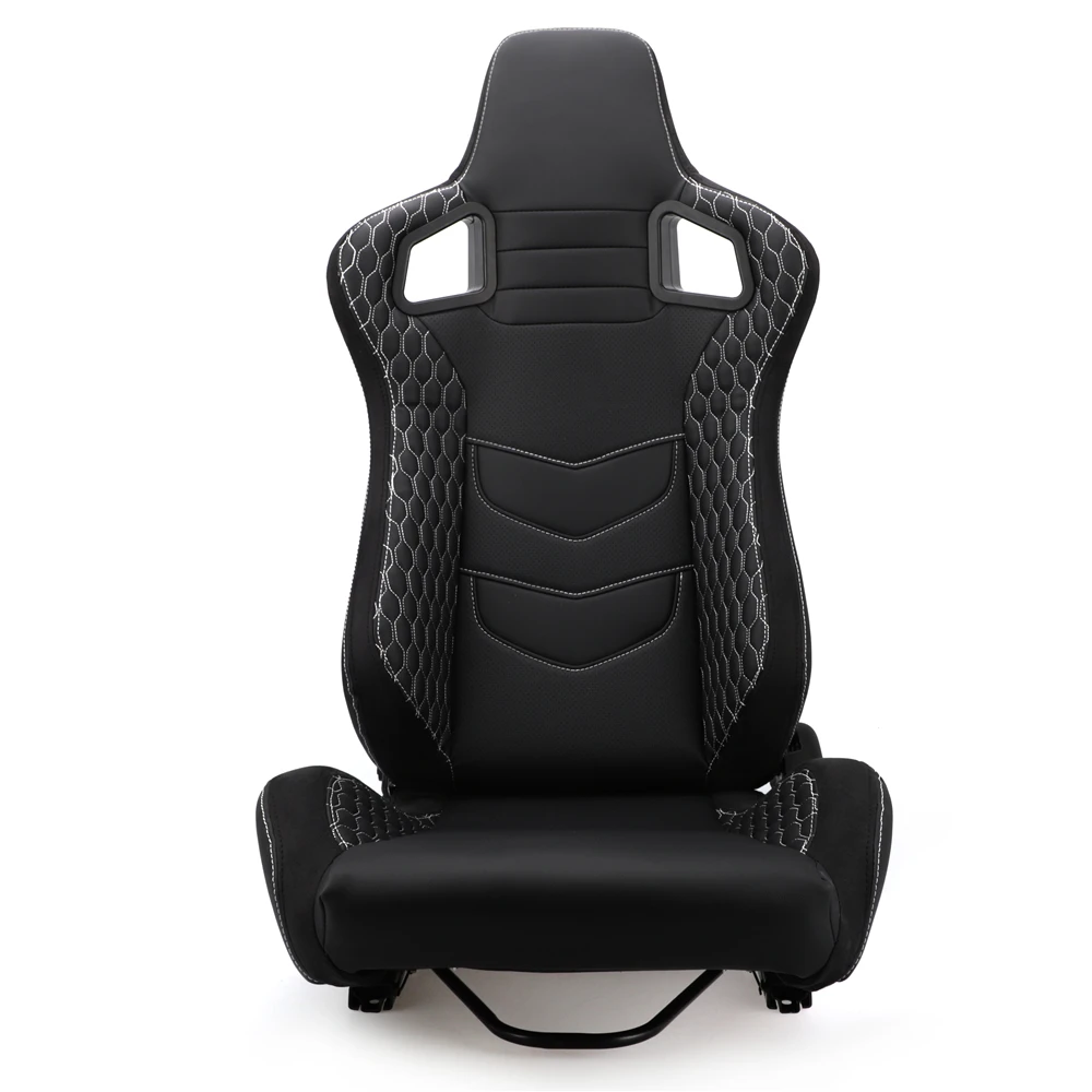 1PCS  Car Racing Seats Adjustable Black PVC Leather Recline Bucket Sport Seats Universal
