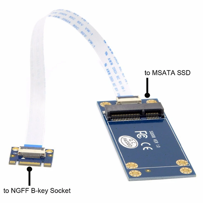 50 мм Mini Pci-E 52Pin Msata Ssd To M.2 Ngff B-Key Add on Card Pcba