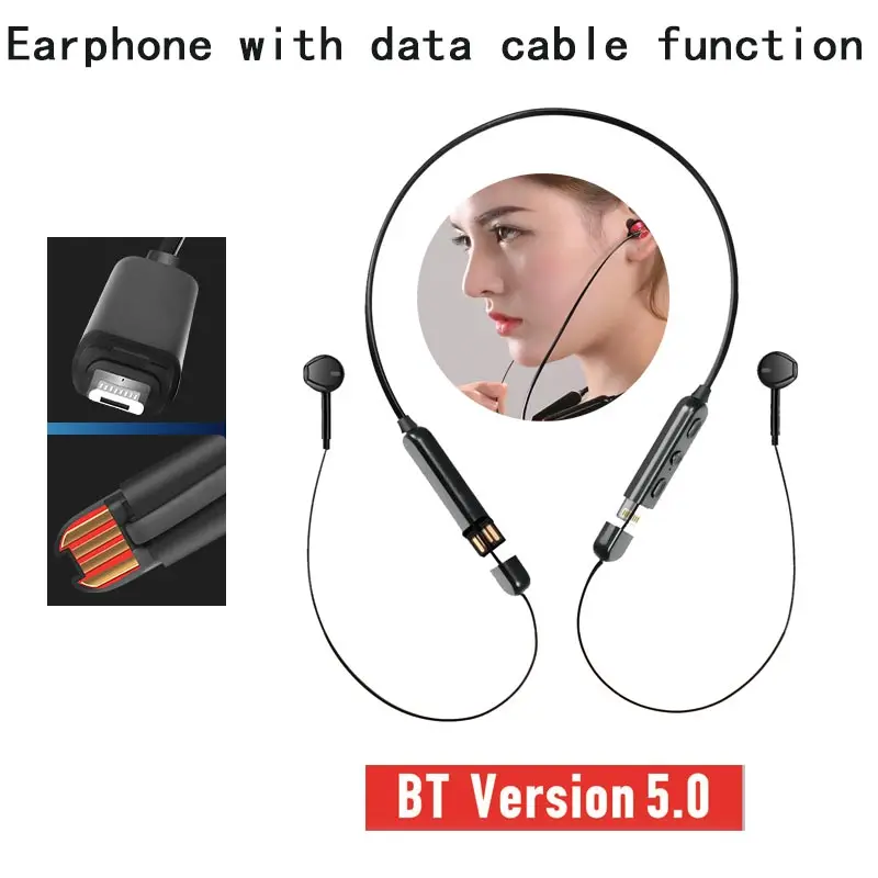 Беспроводная bluetooth-гарнитура [может использоваться в качестве кабеля для