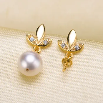 

Plated Silver Earrings Mountings Pearl Ear Wires Earrings Hook Findings Settings for DIY Stud Earrings Jewelry Making Findings