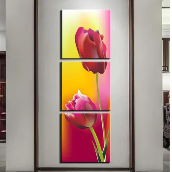 

3 Pieces Red Tulip Modern Posters Canvas Art Prints Canvas Painting Still Life Flower Wall Pictures Home Living Room Wall Decor
