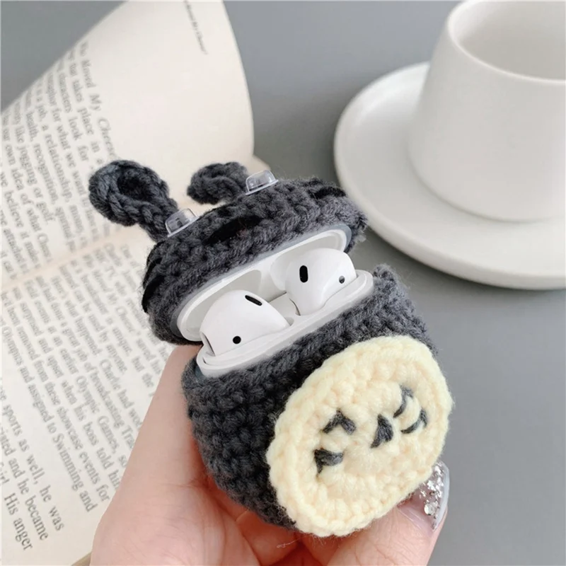 Мультяшный защитный вязаный чехол, кожаный чехол для свитера, силиконовая коробка для гарнитуры, Вязаная Шерстяная Крышка для наушников, содержит силиконовый чехол