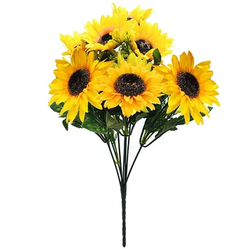 

Artificial Sunflowers Bouquet, 4 Bunches Silk Fake Sun Flower Faux Floral Arrangement Plants for Bridal Wedding