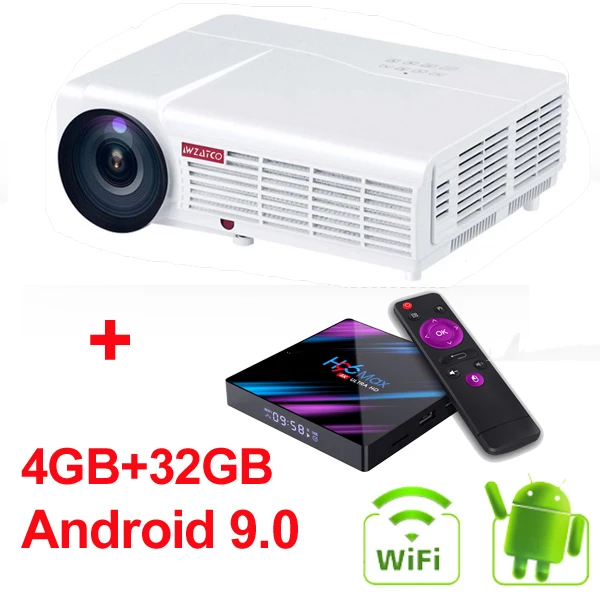 WZATCO светодиодный 96 Вт 3D светодиодный проектор 5500 люмен Android 9,0 Smart Wifi full HD 1080P Поддержка 4k онлайн видео проектор для дома - Цвет: Android  32