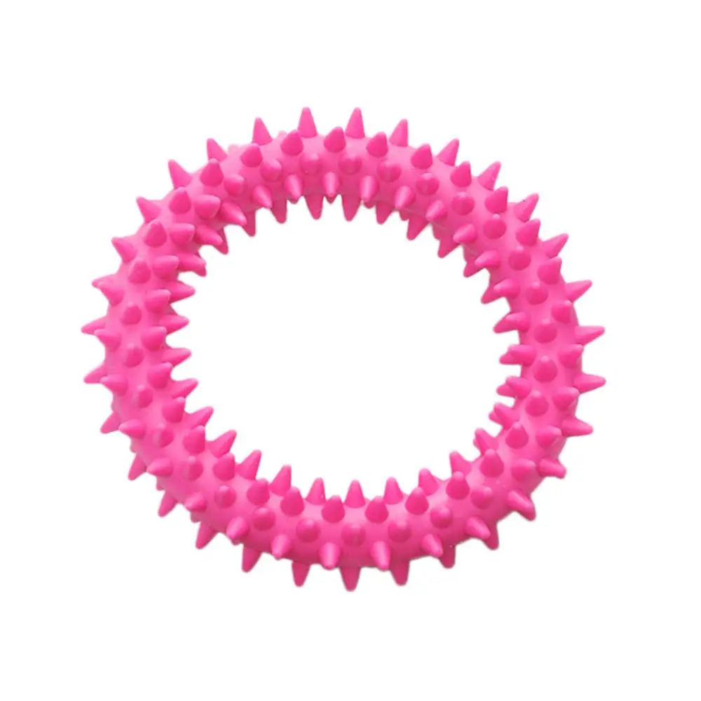 pink Игрушка-кольцо для укусов собак Мягкая резиновая молярная игрушка для домашних животных зубная игрушка для чистки укусов инструмент для увеличения интеллекта домашних животных - Цвет: pink