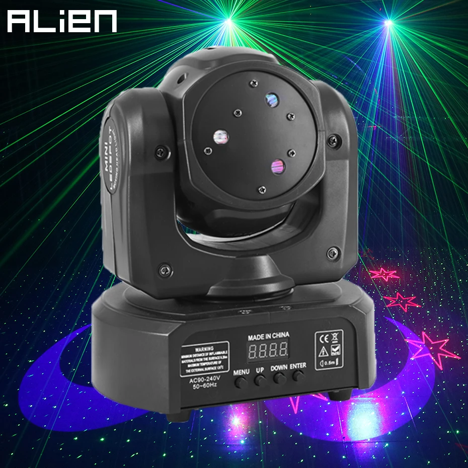 ALIEN RGB Перемещение лазерной головки сценическое освещение проектор Эффект Луна Звезда гобо луч для DJ Дискотека вечерние праздничные рождественские бар танцевальный прожектор dmx