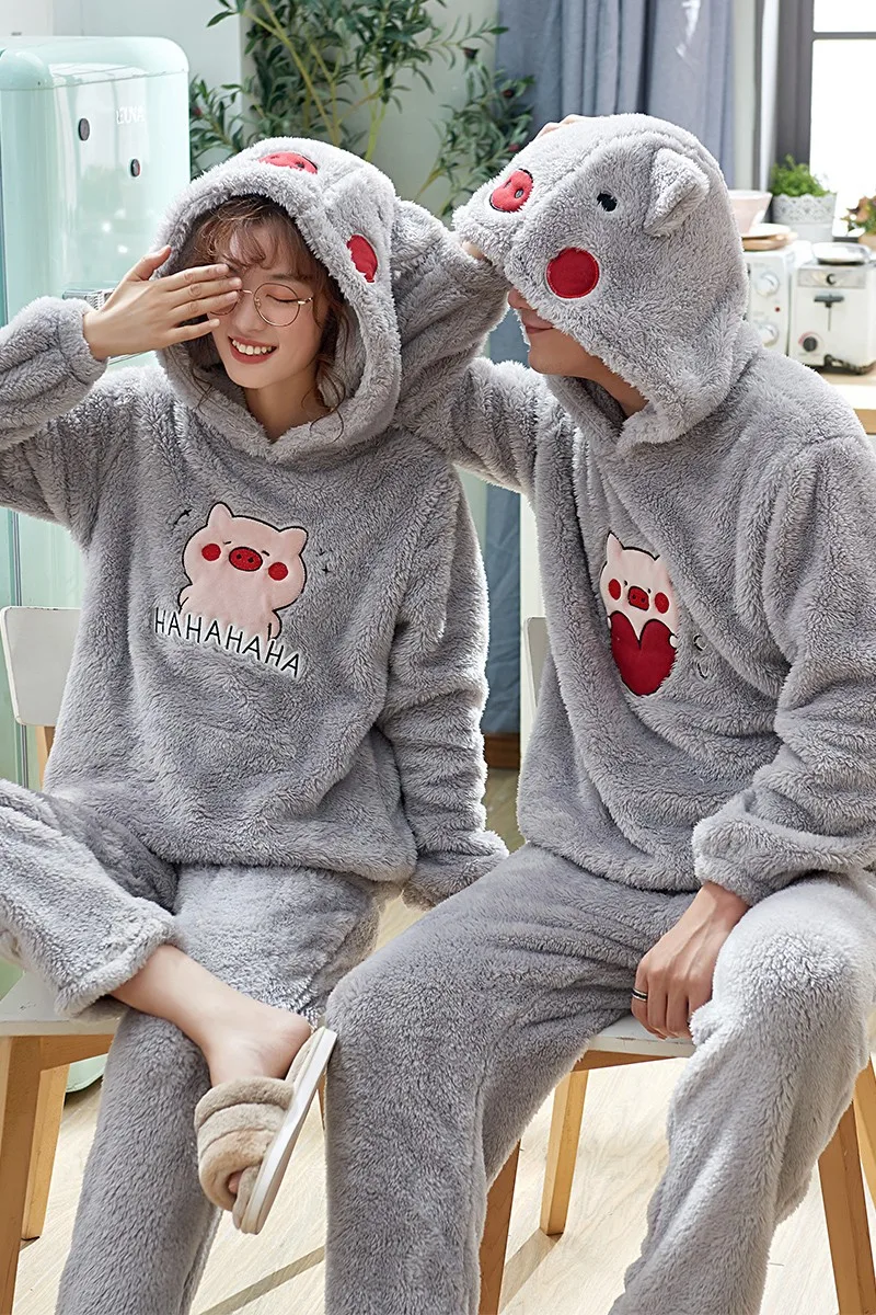 Зимние пижамы больших размеров для влюбленных фланелевые женские пижамные комплекты Домашняя одежда повседневные мужские пижамы для пар