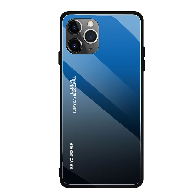 50 шт. Радужный лазерный градиентный чехол для iPhone 11 Pro Max XS XR X 8 7 6 6S Plus закаленное стекло Мягкий ТПУ край против царапин чехол