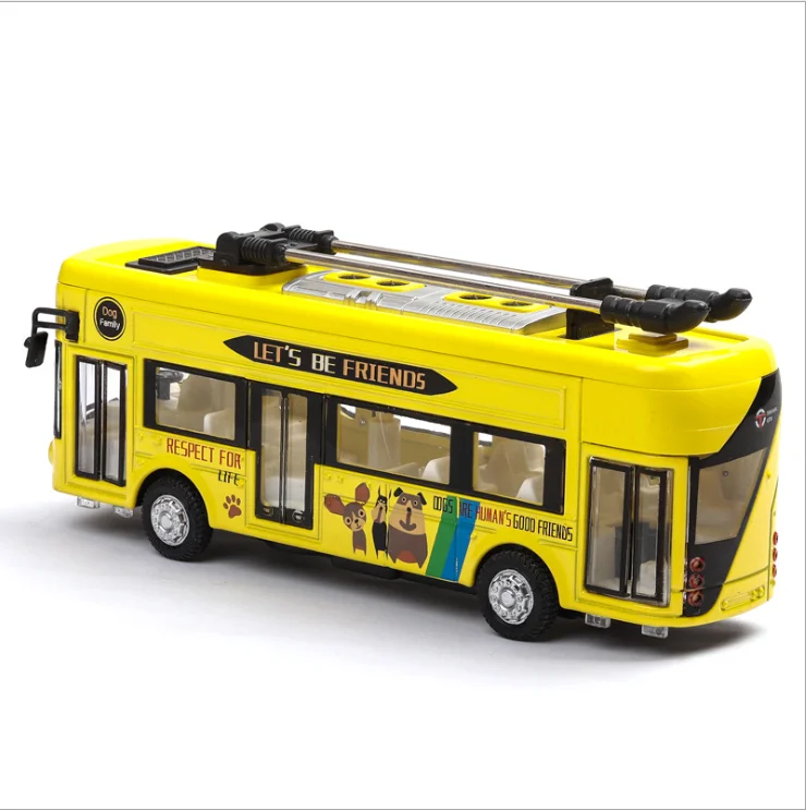 Car model alloy tram retro simulation car bus sightseeing children's toys birthday gift yellow | Игрушки и хобби