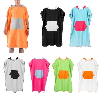 

Unisex Surf Hooded Poncho Wetsuit Changing Robe Towel & Pocket, Mesh Bag for Swim Kitesurf Beach Kayak Longboard Diving