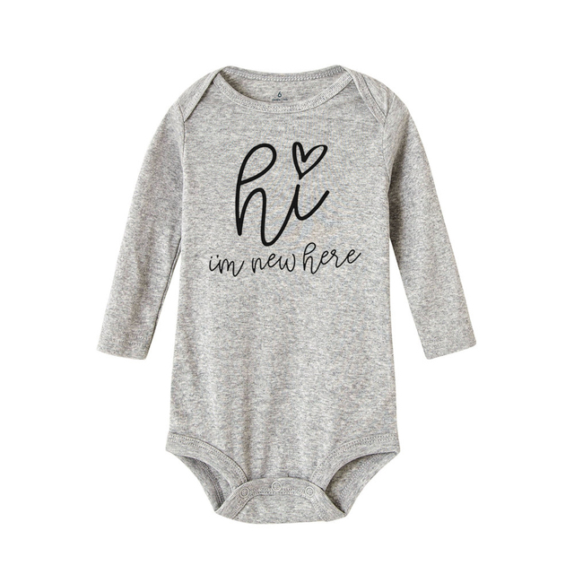 I'm New Here Letters Print Newborn Baby Bodysuit Long Sleeve Body Baby Boy s Baby Girl Outfits Clothes