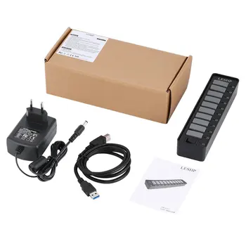 

10 Ports USB 3.0 Hub High Speed 5Gbps USB 3.0 Data Hub Splitter with LEDs & Switch External Power Adapter for PC Laptop