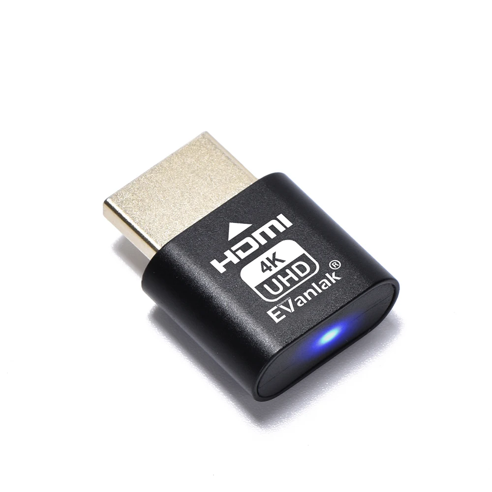 Evanlak 4K DDC EDID Display Emulator Plug Headless Ghost Emulator Fake Display(Fit Headless-4K New generation@60Hz)