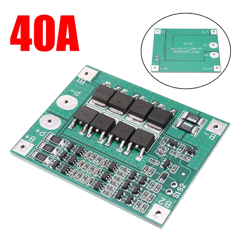 Защитная плата для литий ионной батареи модуль 3S 40A зарядное устройство защита BMS