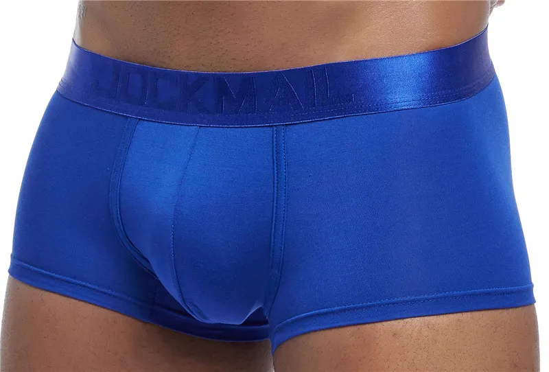 Синий JOCKMAIL, дышащие, Cueca, боксеры, homme, Модальные, мужские, нижнее белье, боксеры, U выпуклые, сексуальные мужские трусы, мужские боксеры, гей трусы, шорты - Цвет: Синий