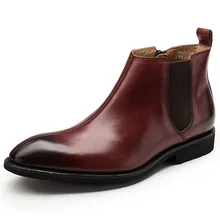 New Men Comfortable Chelsea Boots Ankle Boots Fashion Men'S Brand Genuine Leather Quality Zipper Man Dress Boots Shoe