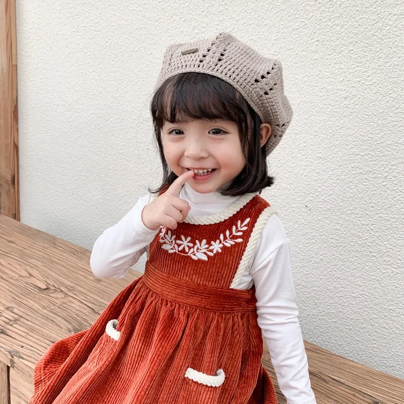 Caramel Kids Girls Fall Corduroy Dress Toddler Girl Winter Vintage Embroidered Dress Quality Baby Girl Autumn Clothes Pocket