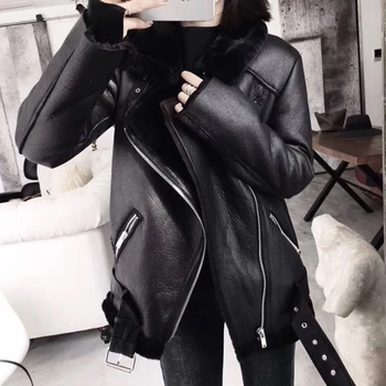 Winter Coats Women Thick Faux Leather Fur Sheepskin Coat Female Fur Leather Jacket 1