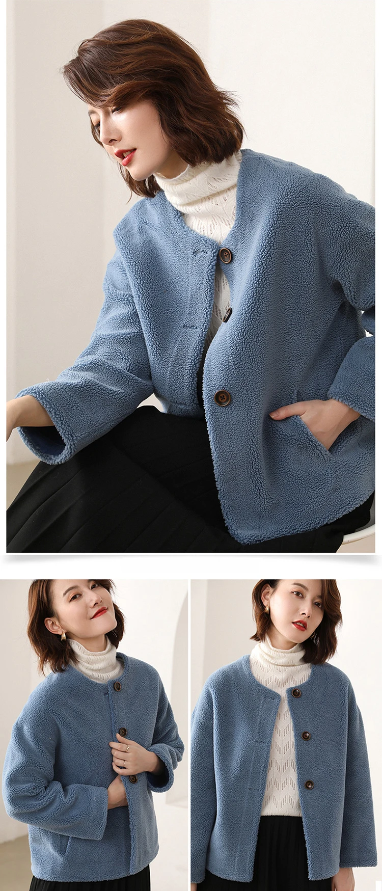 DUOUPA new real wool mantle real sheepskin ladies natural fur mantle wild leather lining jacket high quality clothes