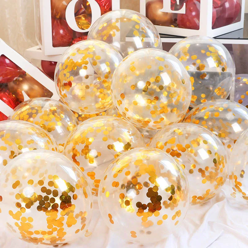 Gold Round Confetti 10 шт. 12 дюймов блестящие конфетти латексные шарики для свадебного украшения воздушный шар детский душ День Рождения Вечеринка домашний декор воздушные шары - Цвет: Gold Round Confetti