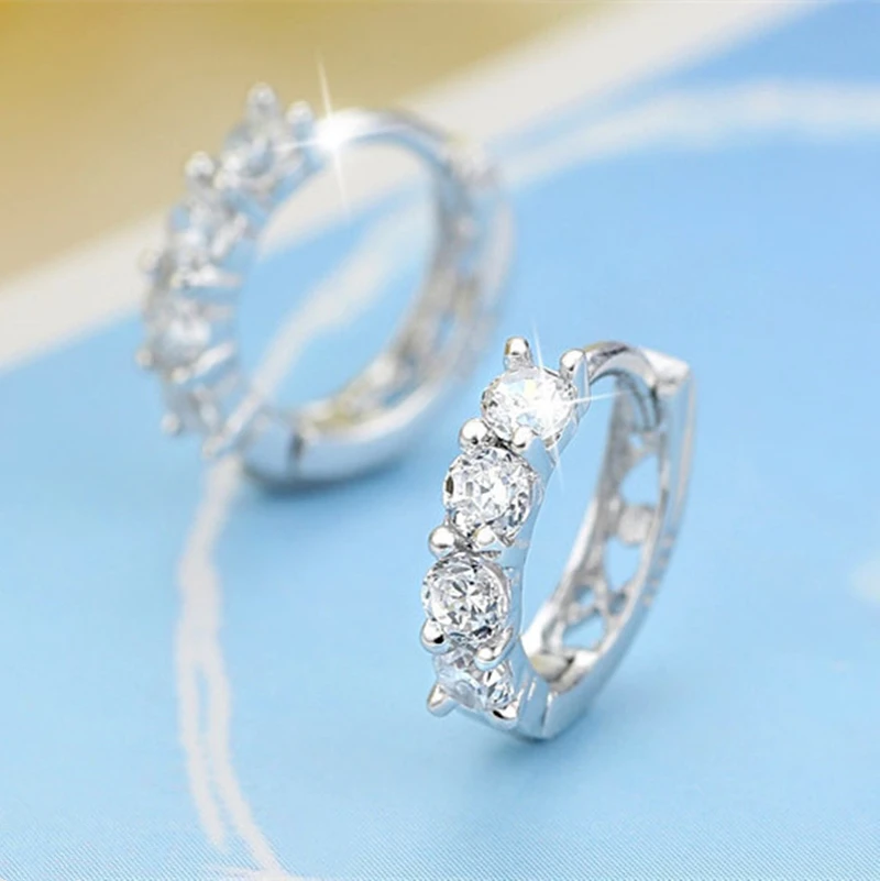 925 Sterling Silver Earrings Inlaid With Zircon Crystal For Women Wedding Jewelry Gifts,silver earrings,womens earrings