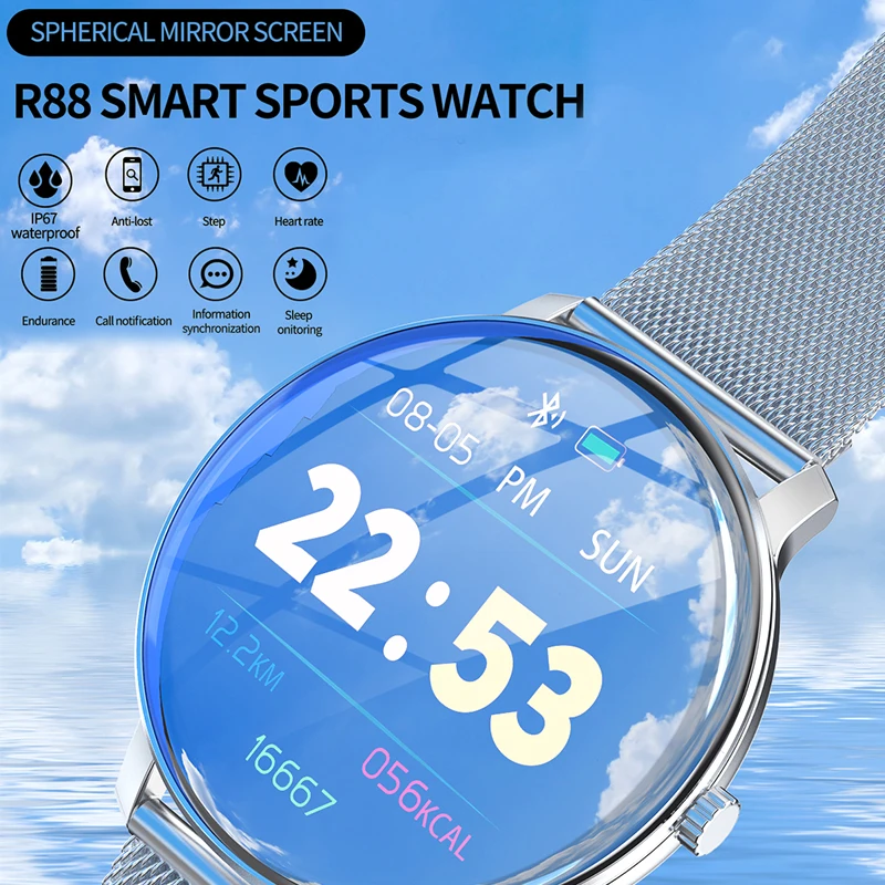 Смарт-часы IP67 Водонепроницаемый фитнес-трекер R88 браслет Мульти-спортивный режим сердечного ритма круглый экран Bluetooth браслеты