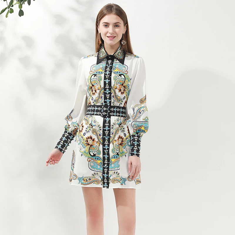 Винтажное классическое платье-рубашка 2020 подиумное модное Королевское Платье с