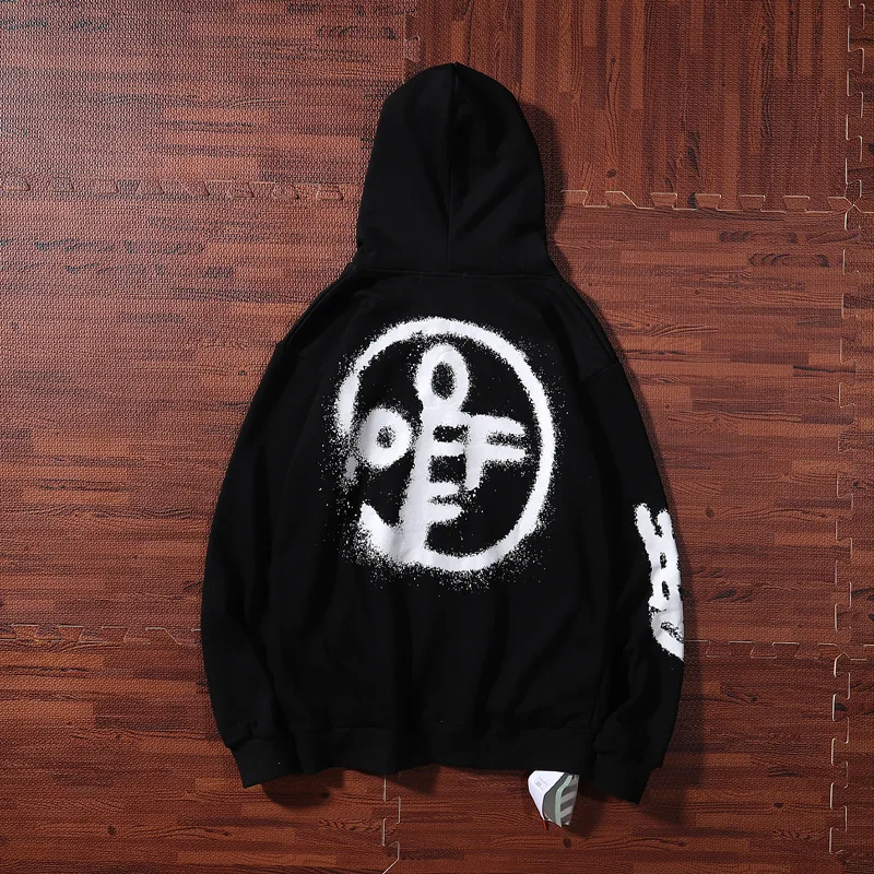 19ss OFF WHITE splash ink arrow толстовка с капюшоном Осенняя зимняя мужская толстовка с капюшоном женская одежда