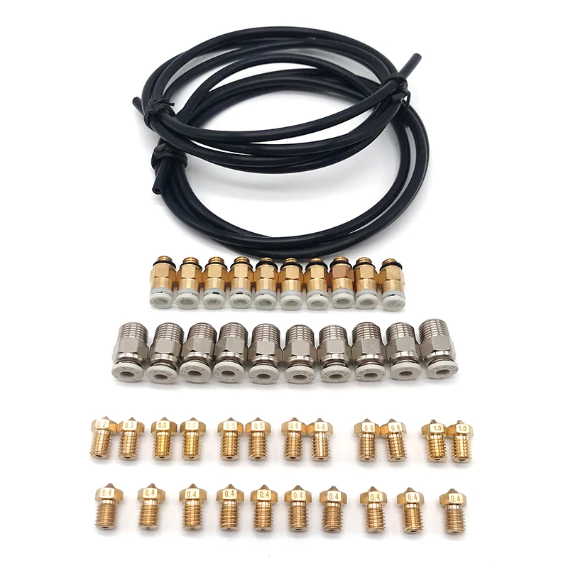 

PTFE Bowden Tube 2mmx4mm with Pneumatic Connector+Nozzle Extruder Print Head for 3D Printer OUJ99