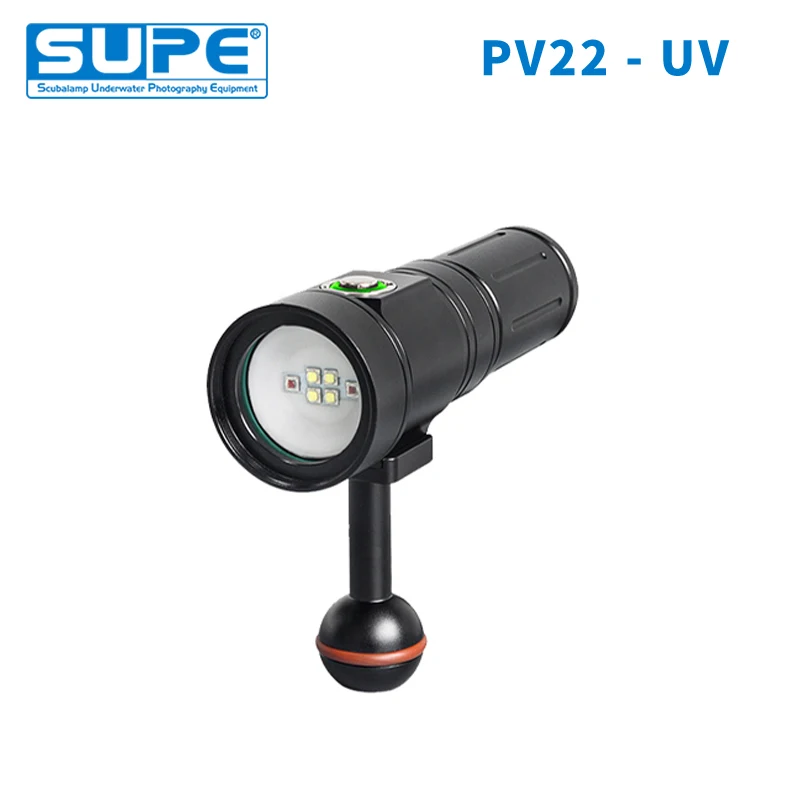 

SUPE Scubalamp PV22-UV White 2000Lumens Underwater Video Light Scuba Diving Light Photography Focus Light Beam Angle 100 Degree