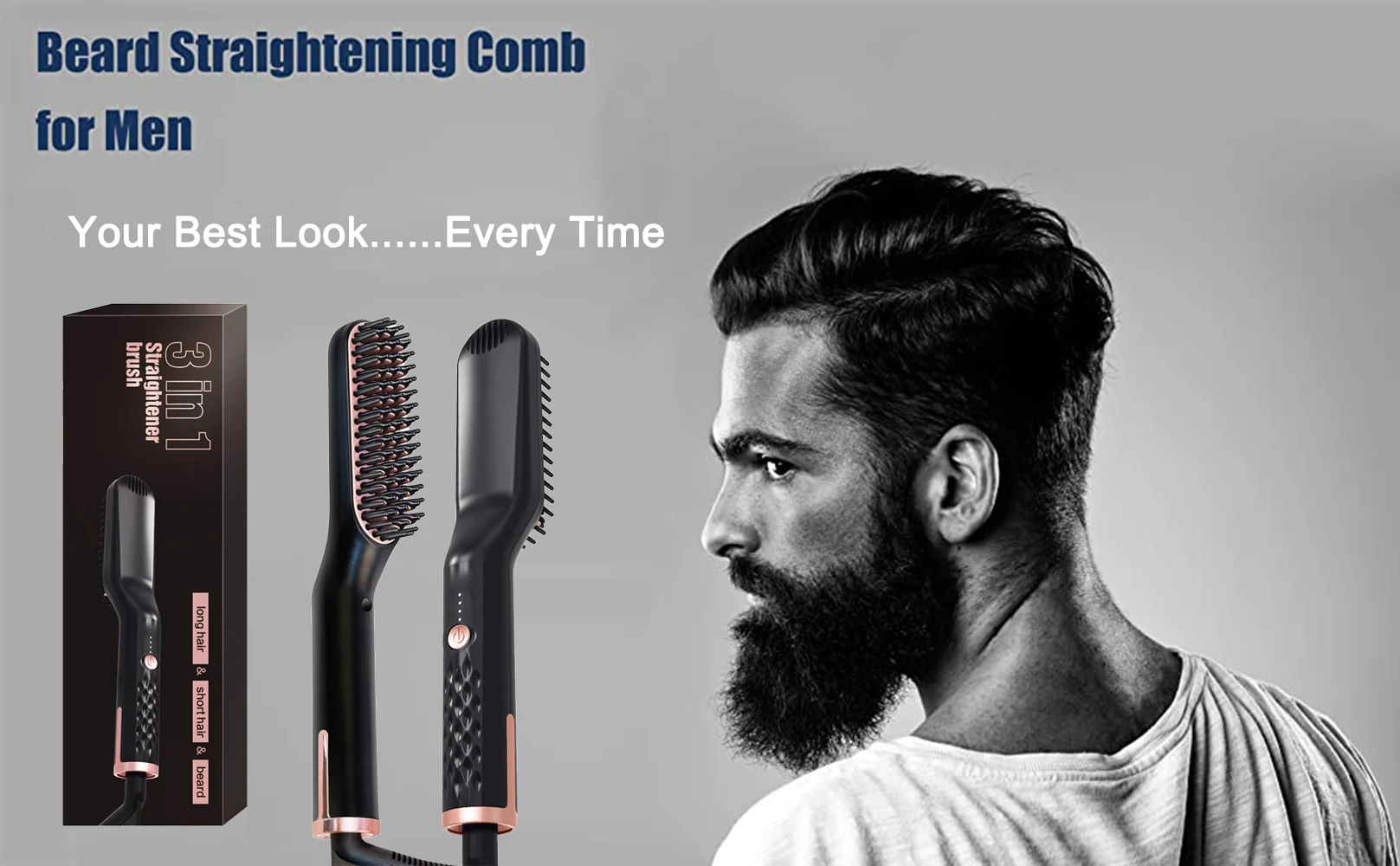 Alisamento de Cabelo Modelador de Cabelo Escova de Cabelo Ferro Barba Grooming Alisamento Escova Homem Alisador Estilo Profissional Pente Quente 1 Home & Garden