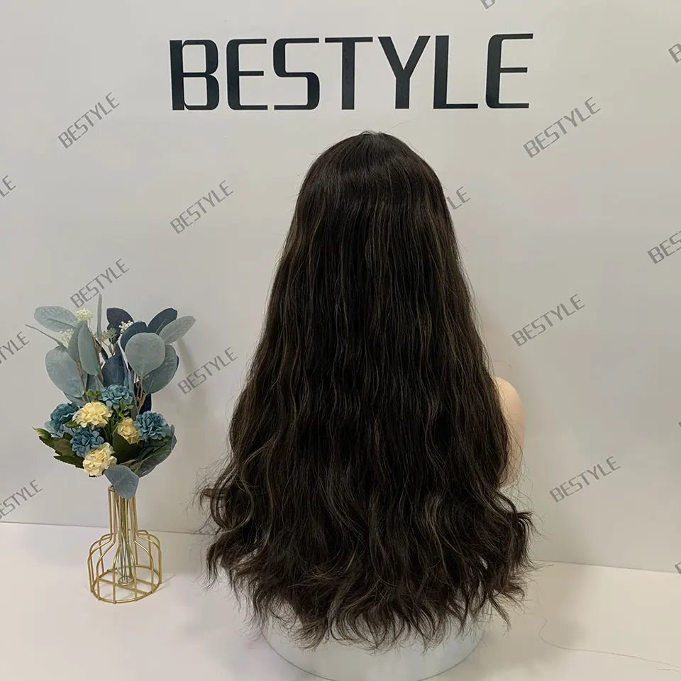 Bestyle Jewish Wig Kosher Wigs Lace Top Wig Natural Color Handtied Highlights Around the Face Wave Hair Sheitel