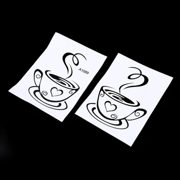 AYHF Black Coffee Cups Wall Art Stickers PVC Coffee Sticker Decal Decoration for Kitchen Cafe Restaurant DIY