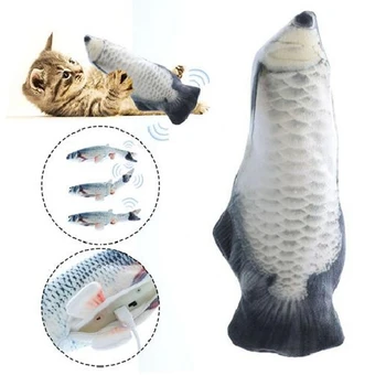 

Realistic Silver Arowana Cat Toy Simulation Electric Doll Fish Funny Interactive Pets Chew Bite Supplies for Cat Kitty Kitten Fi