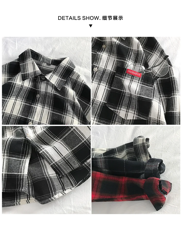 Privathinker Fashion Woman Plaid Collage Blouses Shirt Turn Down Collar Long Sleeve Girls Shirts Korean Office Lady Tops