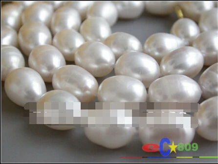 1"(дюйм) 10-11 мм рисовое белое пресноводное культивированное жемчужное ожерелье