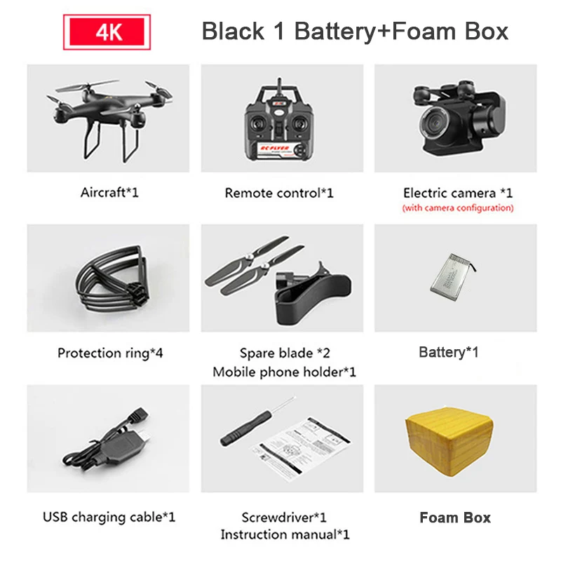 4K Black 1 Battery KEELEAD S32T Дрон 4K 1080P WiFi FPV антивибрационный карданный Дрон с камерой Профессиональный gesture фото RC Квадрокоптер VS M69G SG106 Дрон - Цвет: 4K Black 1 Battery