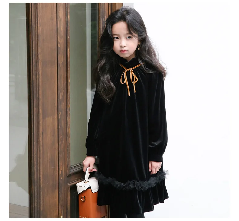 Teenage Kids Girls Winter Dress Fleece 2019 New Baby Girl Autumn Dress Black Kids Casual Dress Girl Children Top Toddler Dresses (10)