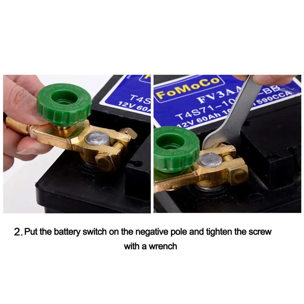 

Universal Car Battery Switch Battery Terminal Link Switch Quick Cut-off Disconnect Protector RV Car Battery Power-off Switch