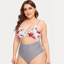 M-3XL размера плюс, сдельный купальник, женский купальник из кусков, с высокой посадкой, бандаж, купальный костюм, монокини, с высокой талией