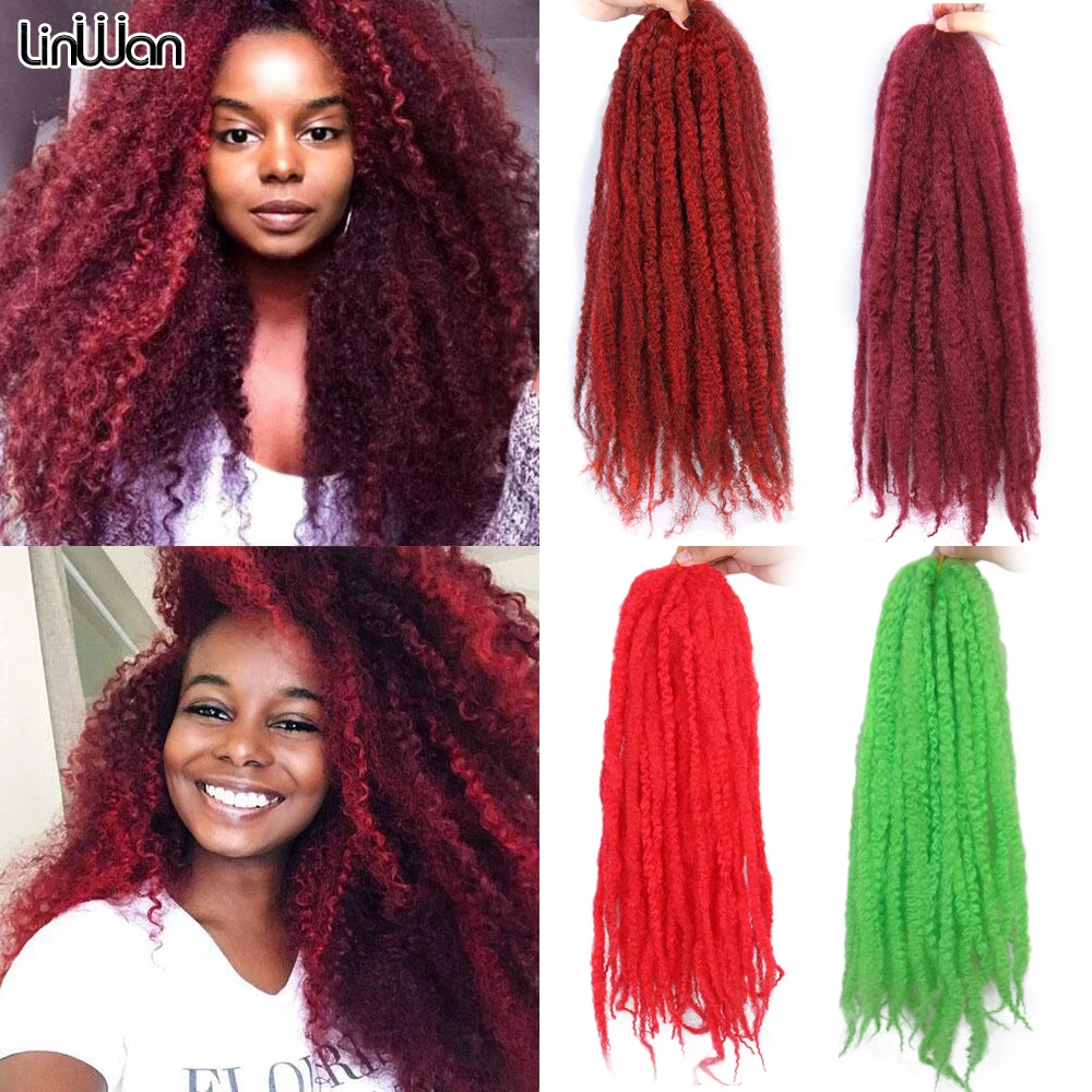 Linwan 18 Inch Synthetic Marley Braiding Hair Extensions Soft Kinky Twist Crochet Hair Ombre Yellow Red For Women Afro Curl 100g проветриватель для помещения marley