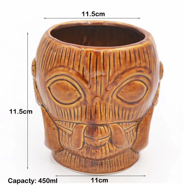 Hawaii-Themed Ceramic Tiki Beverage Mug
