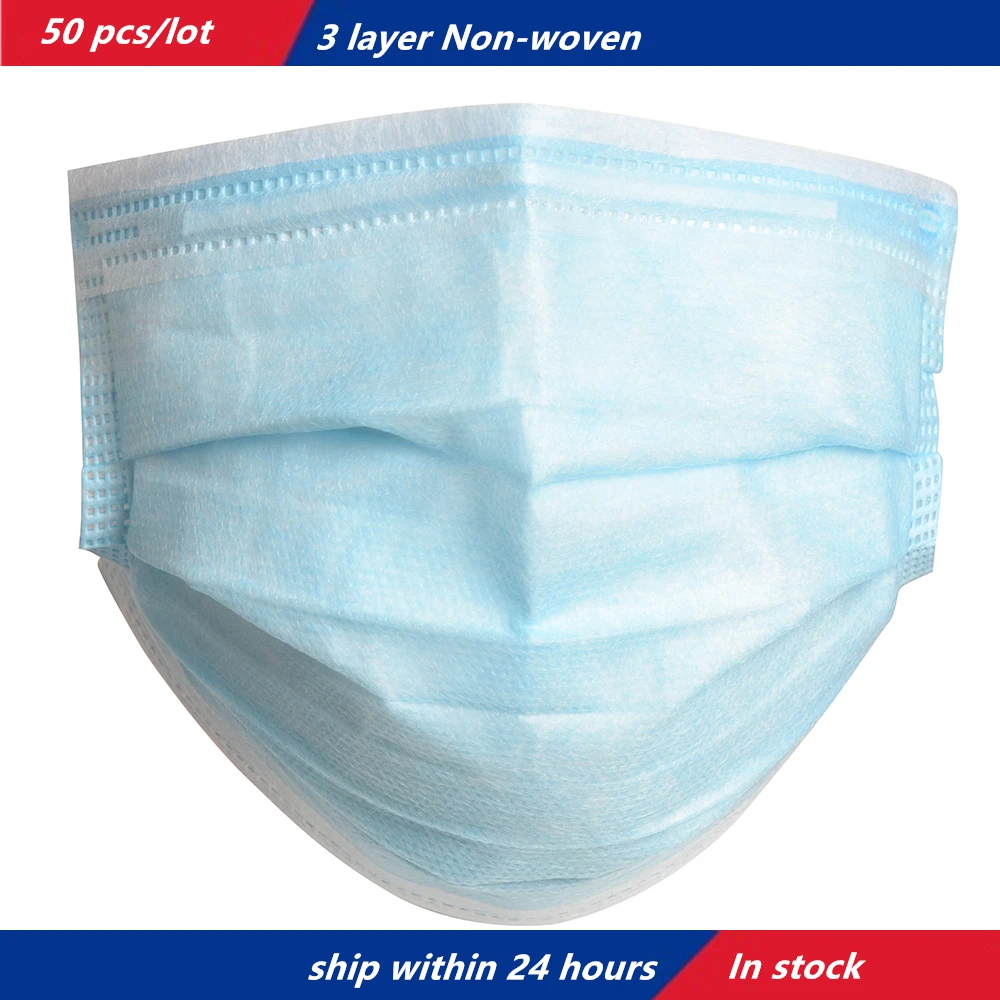 

Non-woven 3 Layer Face Disposable Mask Mouth Surgical Earloops Protective Masks 50pcs Comfortable Masks In Stock
