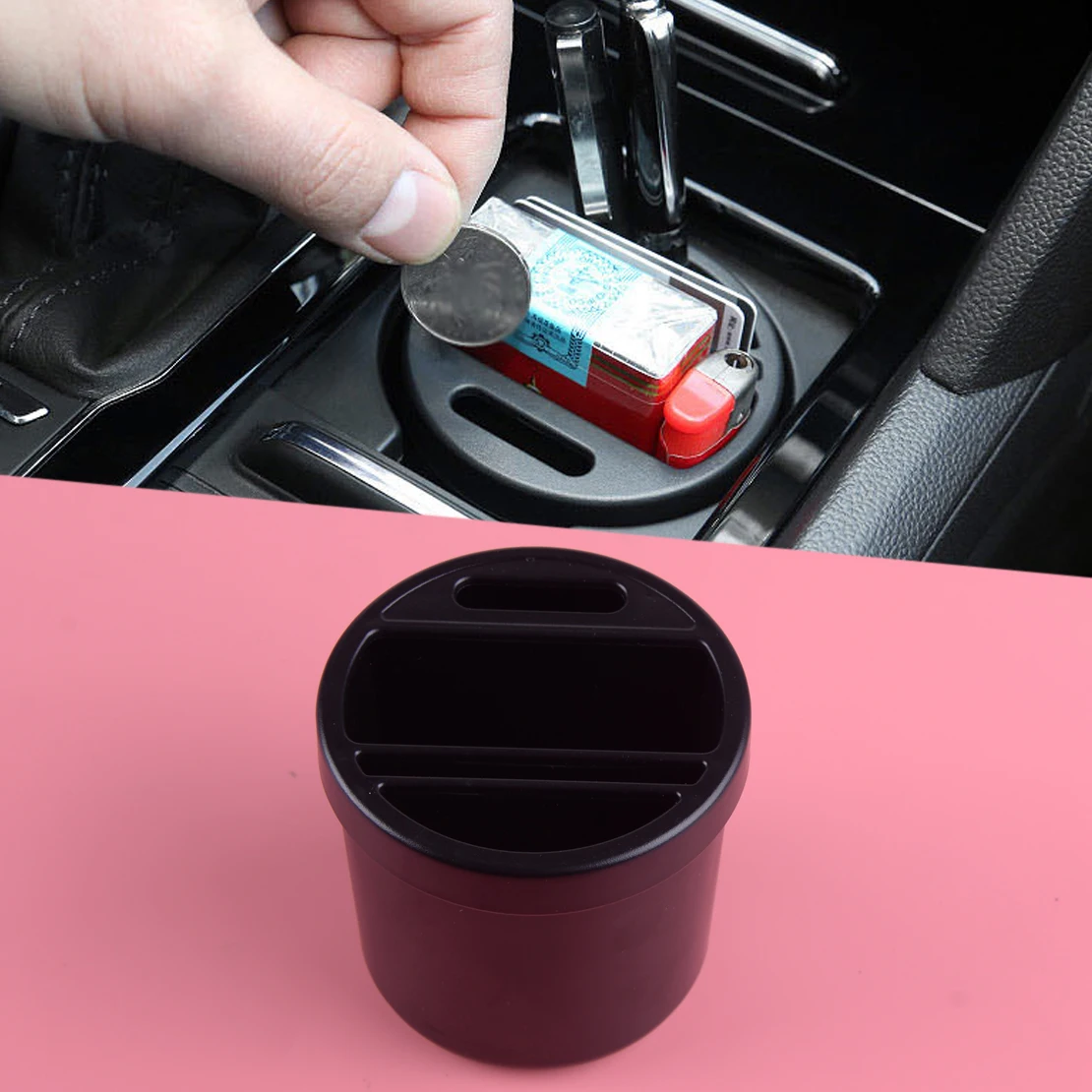 

DWCX Universal Plastic Car SUV Mini Multifunction Seat Gap Coin Phone Cup Storage Box Case Organizer Holder Accessories Black