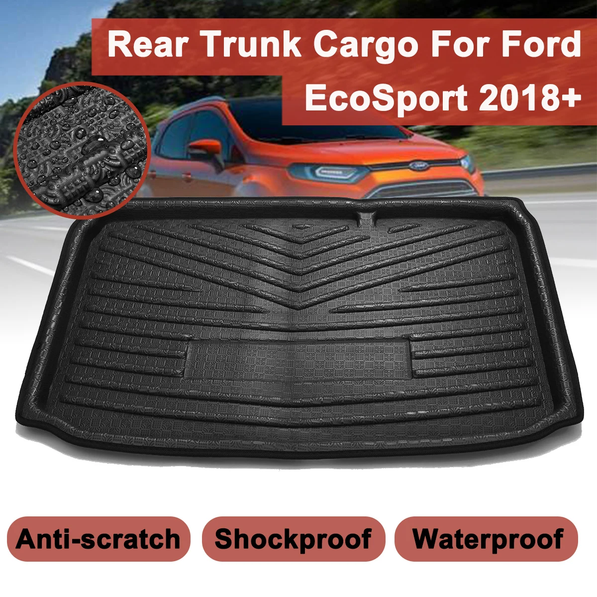 

Rear Trunk Cargo Boot Liner Tray Floor Mat Rear Cargo Mat Sheet Carpet Auto Accessories For Ford EcoSport 2018+ Waterproof