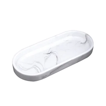 

Bathroom Tray Practical Rectangular Resin Home Hotel Countertop Towel Holder Jewelry Display Makeup Organizer Marble Pattern