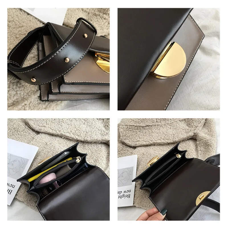 

2019 New Style Stereo Contrast Color Square Sling Bag Clip Lock Multi-Compartment Shoulder Oblique WOMEN'S Bag