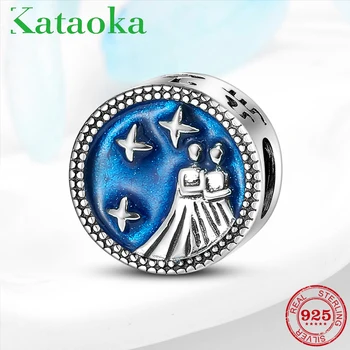 

12 Constellation Charm Beads Cheerful Gemini 925 Sterling Silver Fit Original Pandora DIY Bracelet Bangle Jewelry making